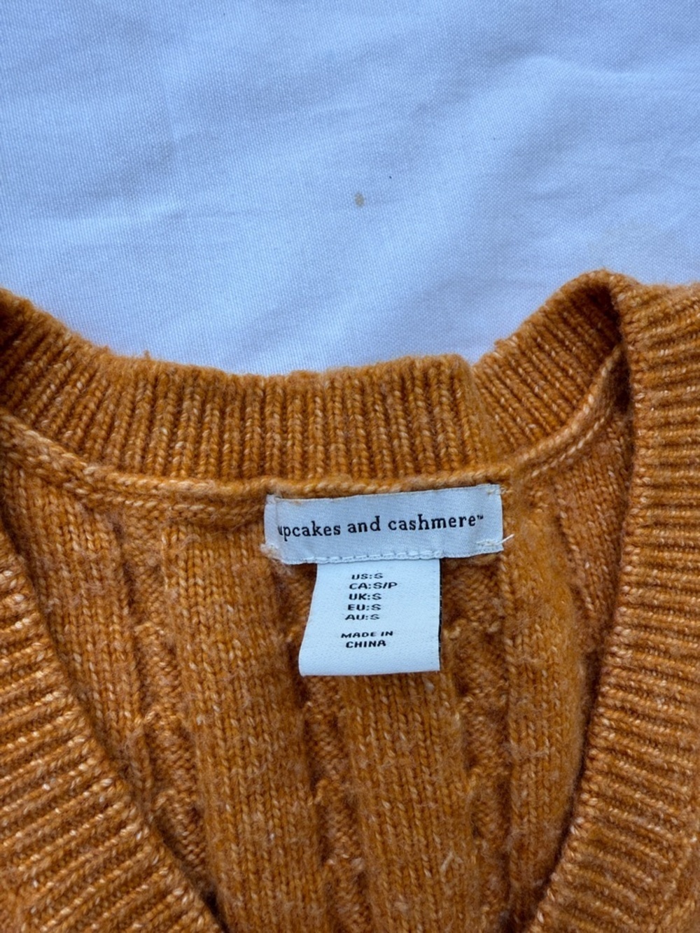 Cupcakes and Cashmere Cable Knit V-Neck Sweater Vest in Mustard - Picture 2 of 3